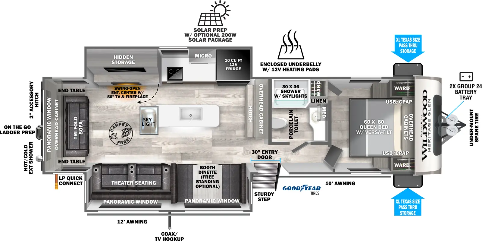 Heritage Glen Travel Trailers 271RL Floorplan